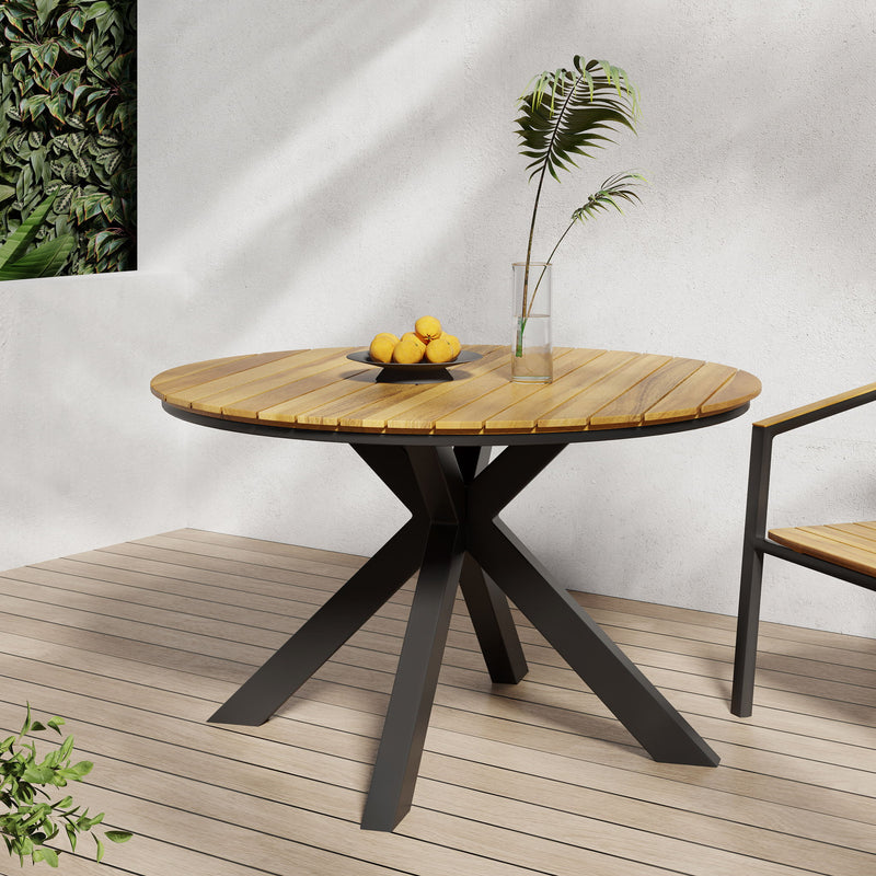 Outdoor Dining Table - Teak / Black - R&R Furniture Gallery (Fountain Valley, CA)