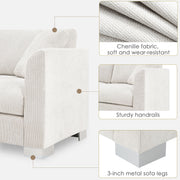 Luxe & Co. modern cloud L-shaped sectional sofa with oversized chaise, four seats, and two free pillows in a stylish living room setting.