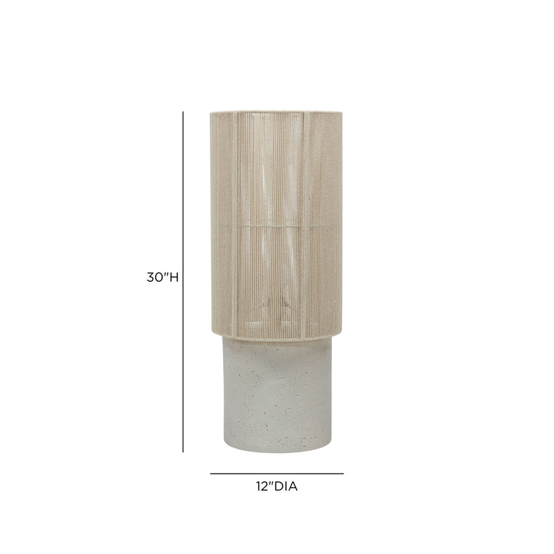 TOV Furniture Mondada concrete floor lamp with a modern, minimalist design and cylindrical base in a contemporary setting.