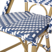 Outdoor Rattan French Barstool Set,, Bamboo, Seat Height - Navy Blue / White - R&R Furniture Gallery (Fountain Valley, CA)