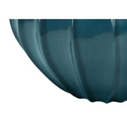 Blue ceramic table lamp with a transitional design, featuring a classic shape and 8th Street branding for stylish lighting.