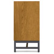 Simpli-Home Banting solid wood sideboard with metal frame, modern industrial style for dining room storage and organization.