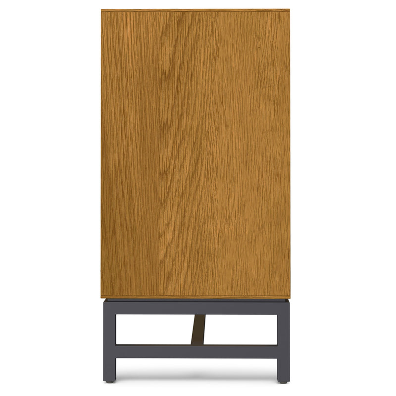 Simpli-Home Banting solid wood sideboard with metal frame, modern industrial style for dining room storage and organization.