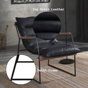 Luberzo - Accent Chair - Distress Espresso Top Grain Leather & Matt Iron - R&R Furniture Gallery (Fountain Valley, CA)