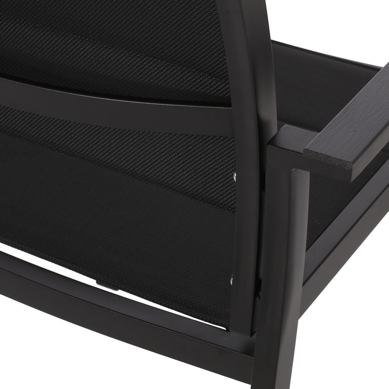 Baird - Outdoor Mesh And Aluminum Dining Chairs - Black - R&R Furniture Gallery (Fountain Valley, CA)