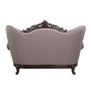 Benbek - Loveseat With 3 Pillows - Fabric & Antique Oak - R&R Furniture Gallery (Fountain Valley, CA)