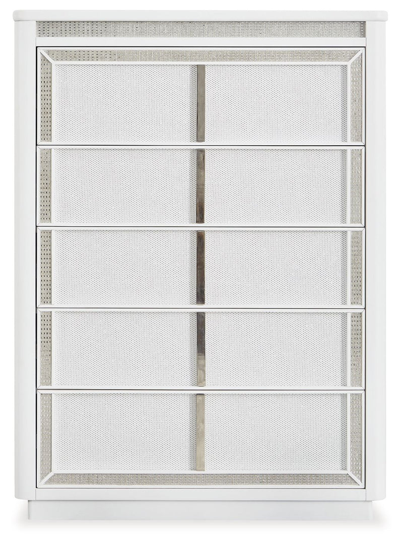 Chalanna - Five Drawer Chest - White - R&R Furniture Gallery (Fountain Valley, CA)