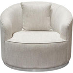Raven Chair in Light Cream Fabric w/ Brushed Silver Accent Trim