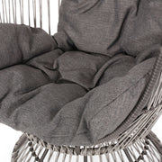 Noble House patio swivel basket egg chair with cushion, outdoor accent chair featuring a woven basket design and plush seating.