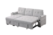 Ashlyn II - 84"W Woven Fabric Reversible Sleeper Sectional Sofa with Storage Chaise - R&R Furniture Gallery (Fountain Valley, CA)