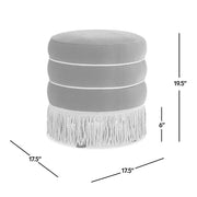 Edward - Round Upholstered Ottoman With Bullion Fringe - Olive Green - R&R Furniture Gallery (Fountain Valley, CA)