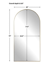 Uttermost Crosley Arch Mirror in antique brass wall mirror with a sleek, curved design and metallic finish.