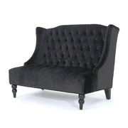 Noble House upholstered loveseat with wing back, diamond tufting, and plush seating in a stationary design.