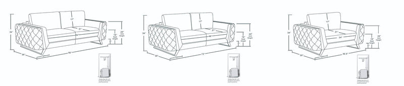 1050 - 3-Piece Sofa Set - White