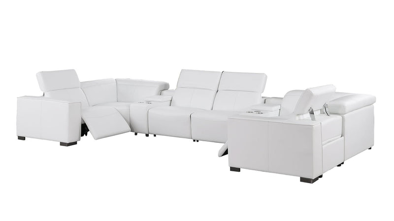 1208 - 8 Piece Modular Leather Sectional With 2 Power Recliners & Power Headrests