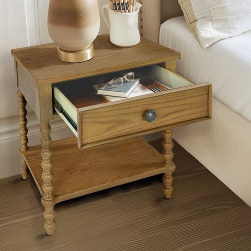 Traditional Durable Nightstand Table With Drawer And Shelf - R&R Furniture Gallery (Fountain Valley, CA)