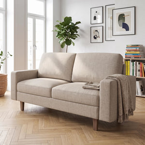 US Pride loveseat sofa, 2-seat stationary couch with removable cushions, ideal for modern living room seating.