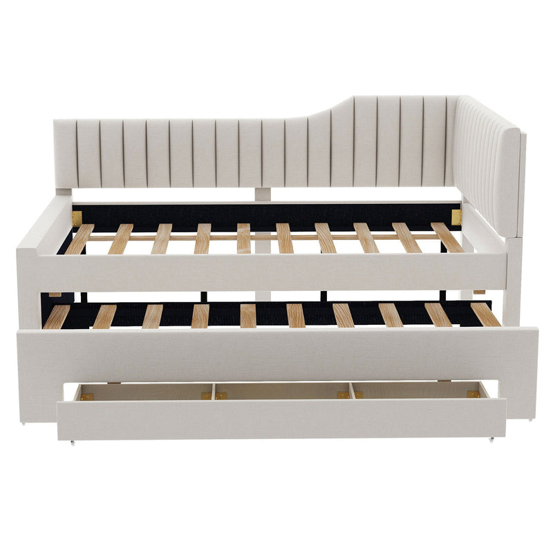 Upholstered Daybed With Trundle And 3 Drawers - R&R Furniture Gallery (Fountain Valley, CA)
