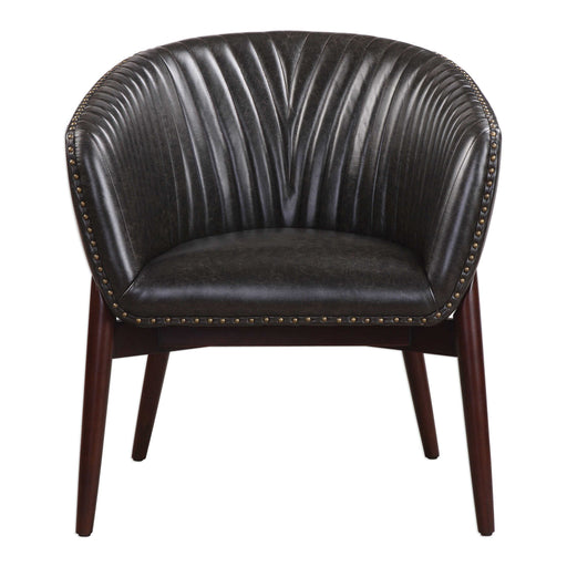 Black Anders Chenille Accent Chair by Uttermost featuring plush upholstery and modern design for stylish living rooms.