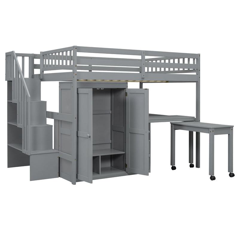 Loft Bed With Stairs, Bookshelf, Drawers, Desk & Wardrobe, Space Saving Multifunctional Furniture - R&R Furniture Gallery (Fountain Valley, CA)