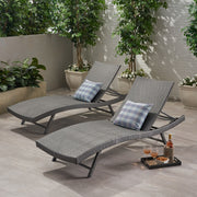 Wicker Chaise With Adjustable Reclining Seats (Set of 2) - Gray - R&R Furniture Gallery (Fountain Valley, CA)