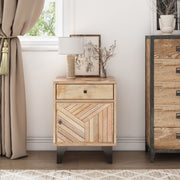 Solid Wood Vintage Nightstand With Handcrafted Detailing - Natural - R&R Furniture Gallery (Fountain Valley, CA)