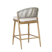 Outdoor 26" Counter Height Metal Frame Counter Stools With Scallop Shaped Backrest & Water Resistant Cushions - R&R Furniture Gallery (Fountain Valley, CA)