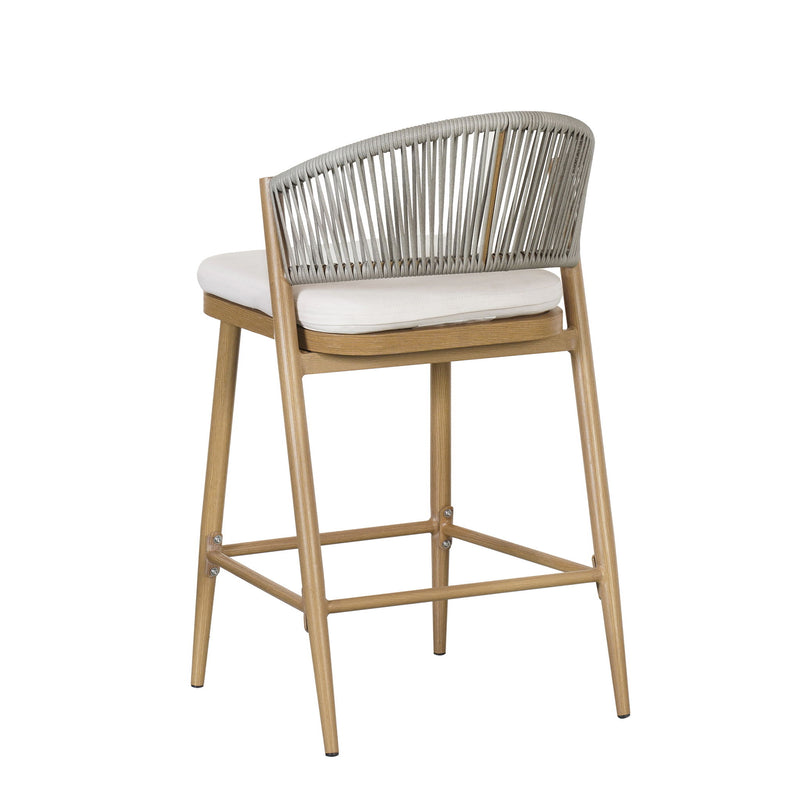 Outdoor 26" Counter Height Metal Frame Counter Stools With Scallop Shaped Backrest & Water Resistant Cushions - R&R Furniture Gallery (Fountain Valley, CA)