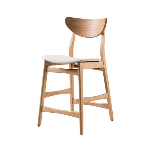 Noble House retro modern counter height stool set with cushioned seats, featuring stylish design and dark wood finish.