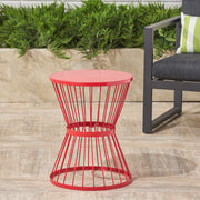 Modern outdoor side table by Noble House with an elegant hourglass design, featuring a sleek, contemporary look for patio or garden use.