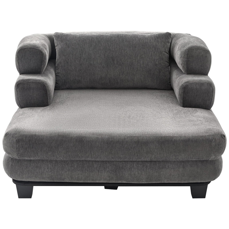 Noble House oversized chaise lounge sofa bed with deep seat and layered armrests, showcasing plush upholstery and modern design.