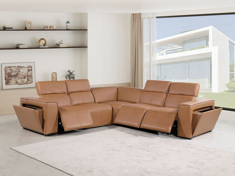 1224 - 5-Piece L-Shaped Sectional Sofa In With 3 Power Recliners & Power Headrests