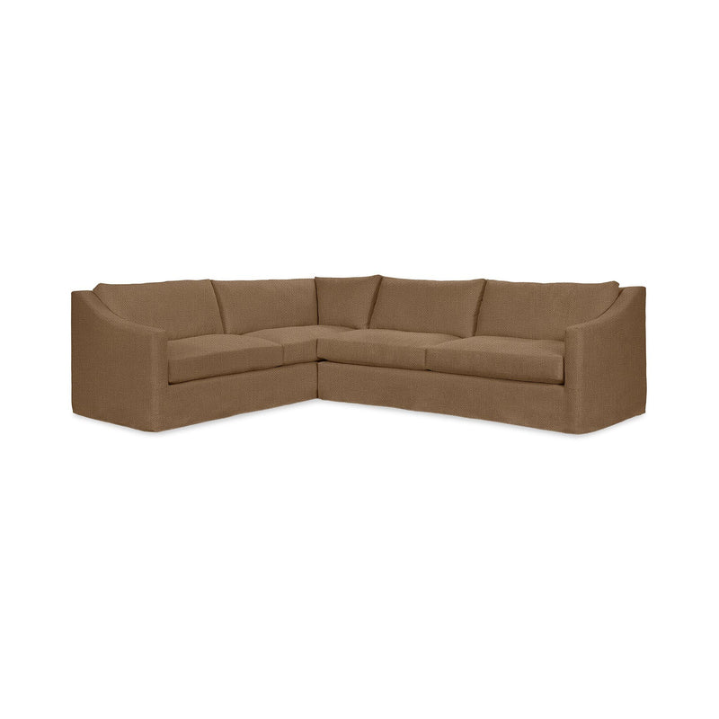 Classic Home Kipton upholstered corner sectional with plush cushions and fabric upholstery, shown in a modern living room setting.