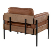 Lumi Source Kari farmhouse design accent chair with wooden legs and plush upholstered seat, stylish and comfortable for living room.