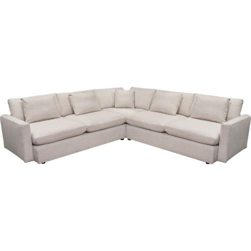 Arcadia 3PC Corner Sectional w/ Feather Down Seating in Cream Fabric