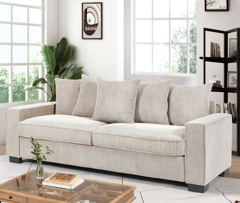 Luxe Sofa With 5 Matching Toss Pillows, Sleek Design, Spacious And Comfortable 3 Seater Couch - R&R Furniture Gallery (Fountain Valley, CA)