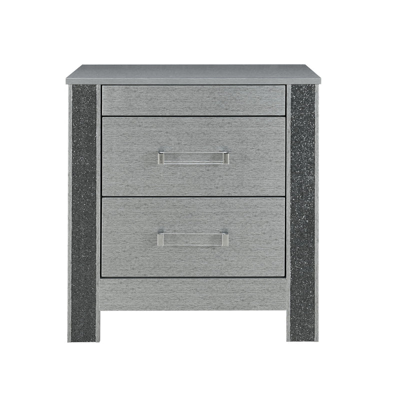 Lorenzo - Nightstand With Hidden Compartment And Handles - Silver - R&R Furniture Gallery (Fountain Valley, CA)