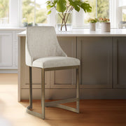 Upholstered Counter Stool With Metal Base - Cream - R&R Furniture Gallery (Fountain Valley, CA)