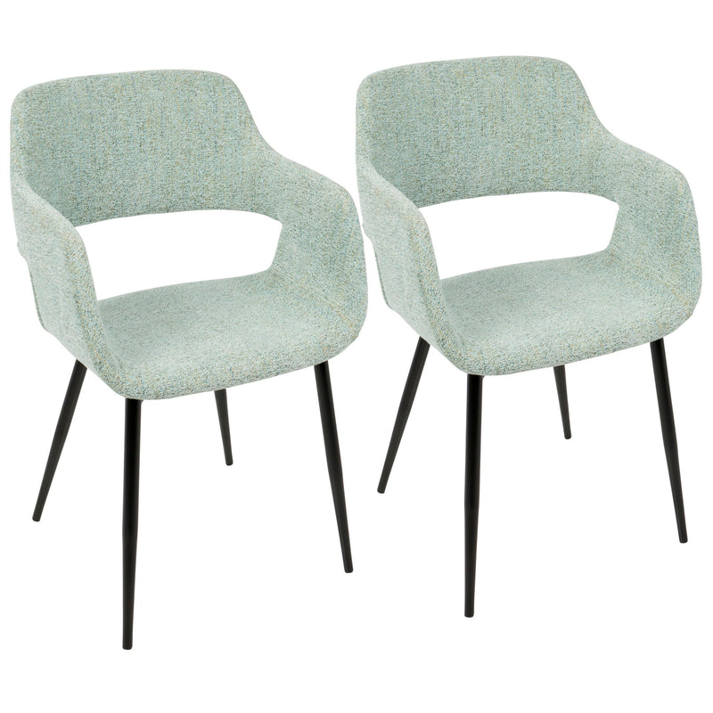 Lumi Source Margarite mid-century modern dining chairs set of 2 with sleek wooden legs and curved upholstered seats.