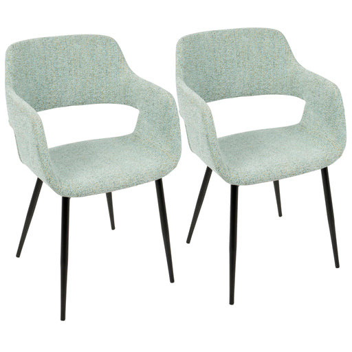 Lumi Source Margarite mid-century modern dining chairs set of 2 with sleek wooden legs and curved upholstered seats.