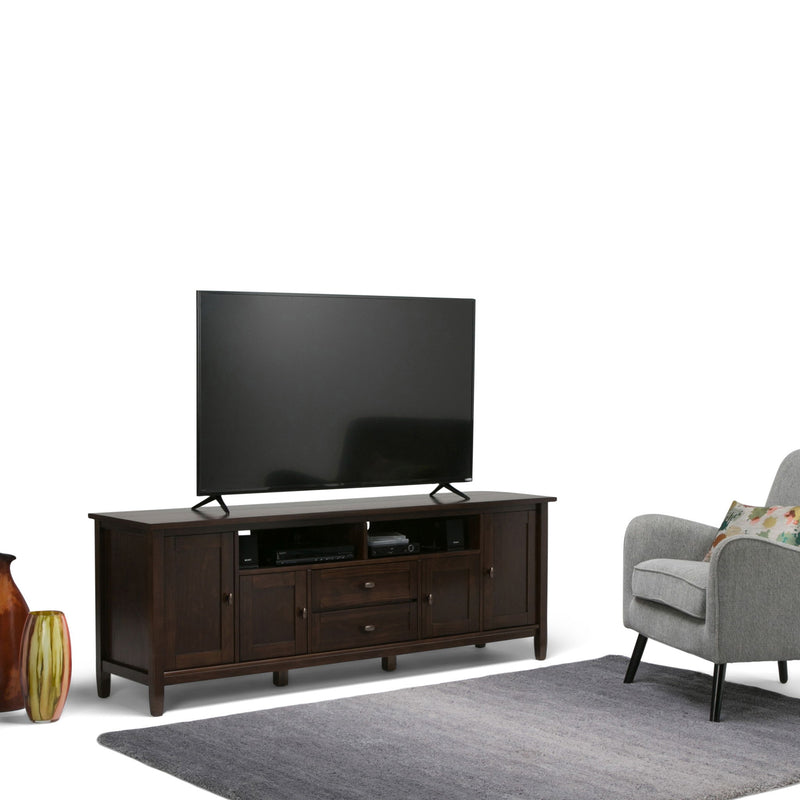 Warm Shaker - TV Media Stand Handcrafted - Tobacco Brown - R&R Furniture Gallery (Fountain Valley, CA)