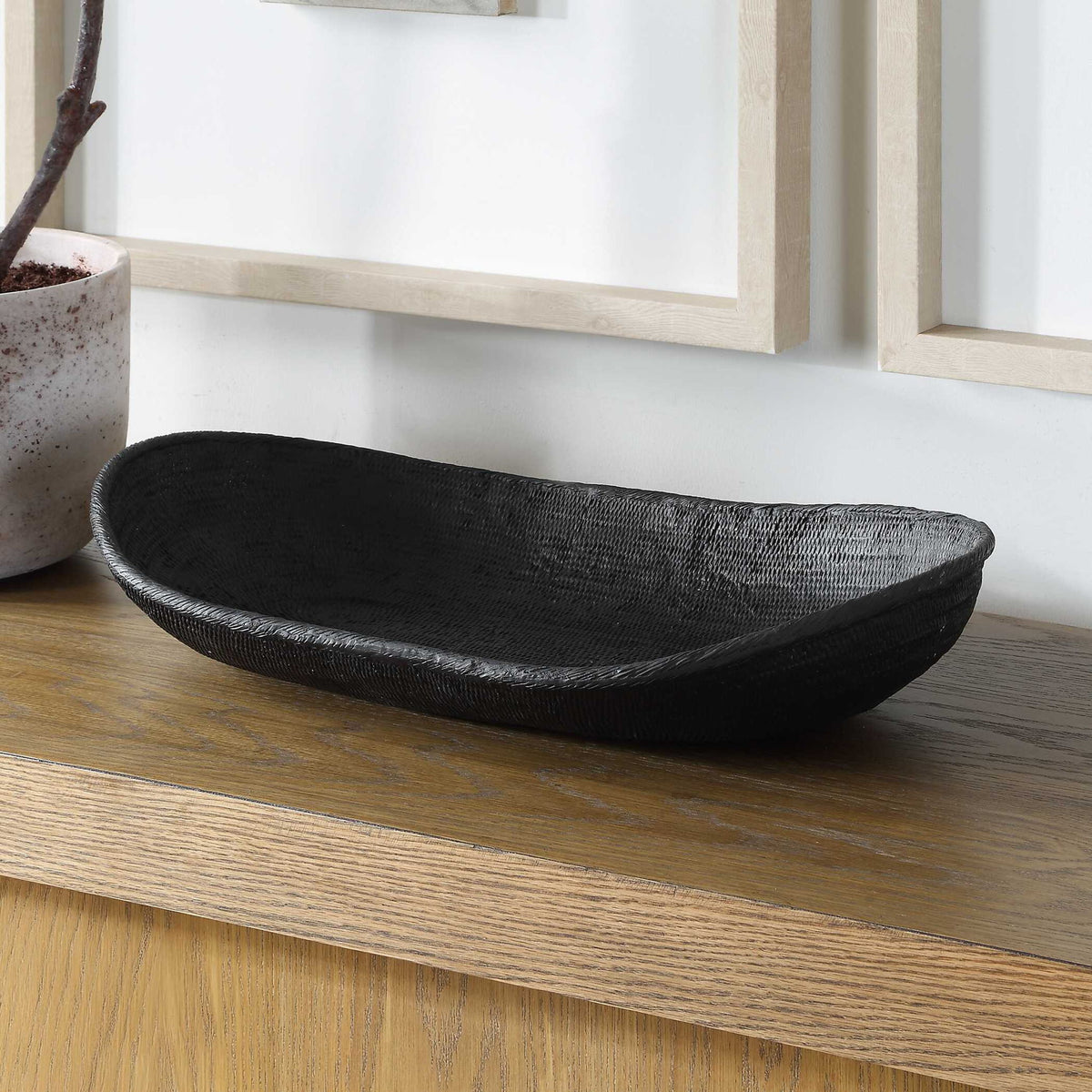Ember - Weave Indoor-Outdoor Oblong Bowl - Black