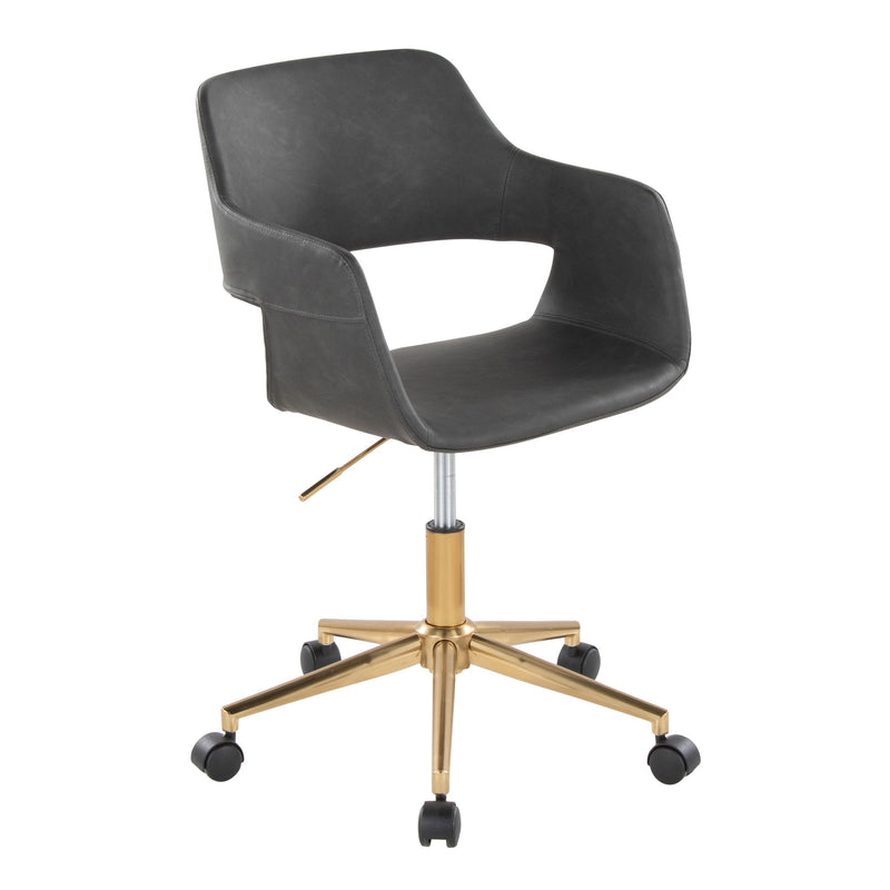 Lumi Source Margarite contemporary task desk chair with black cushioned seat and adjustable backrest, suitable for office use.