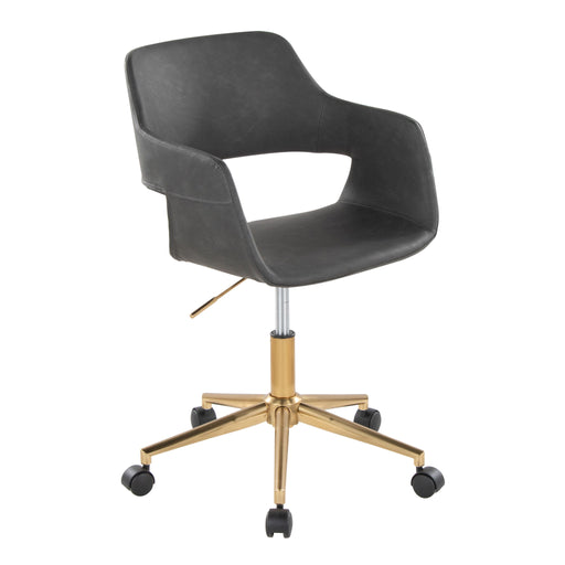 Lumi Source Margarite contemporary task desk chair with black cushioned seat and adjustable backrest, suitable for office use.