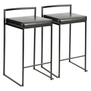 Lumi Source Fuji contemporary style stackable counter stools set with sleek wooden seats and metal legs, ideal for modern kitchens.