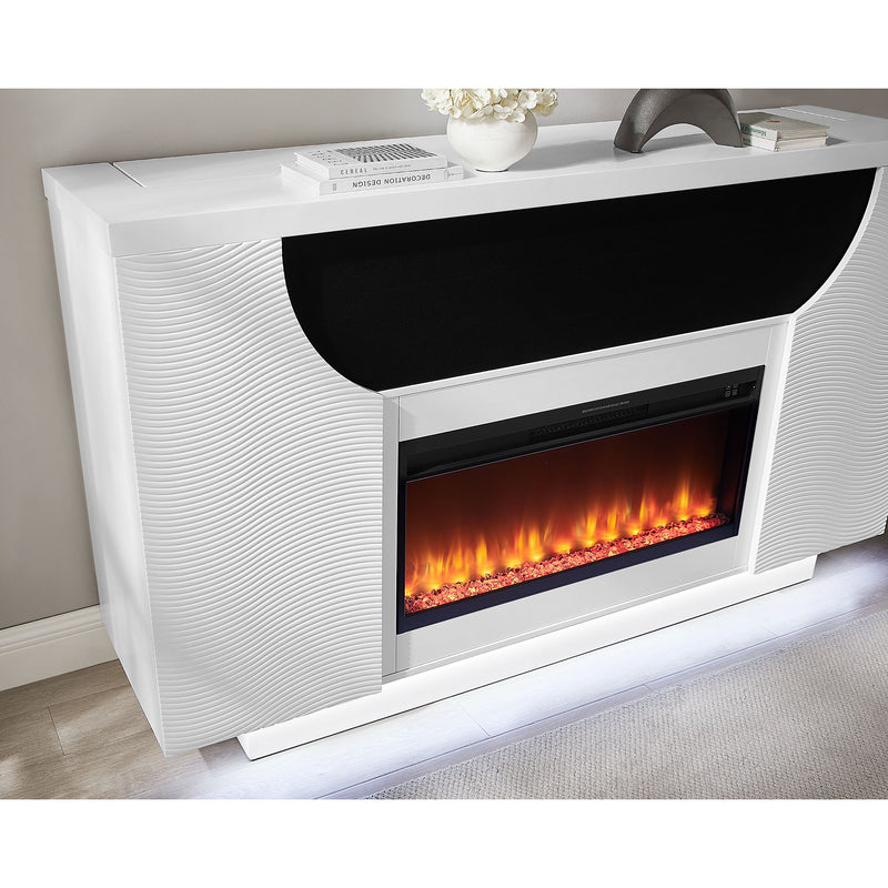 Aurora - Fireplace TV Lift With Adjustable Temperature And LED Colors - White - R&R Furniture Gallery (Fountain Valley, CA)