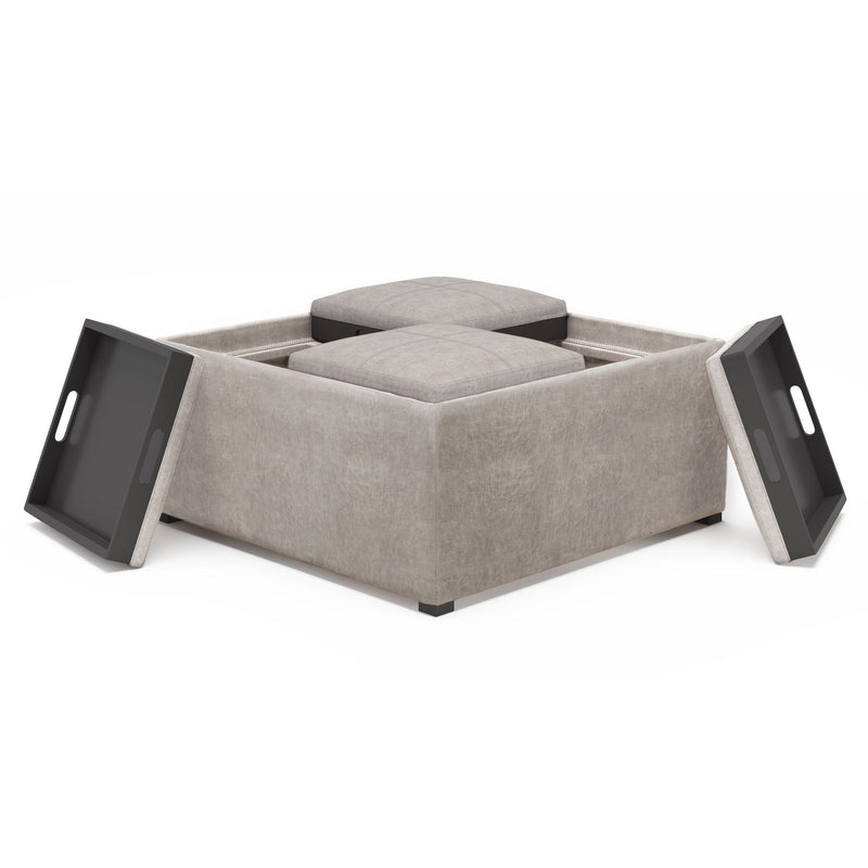 Avalon - Square Coffee Table, Storage Ottoman - R&R Furniture Gallery (Fountain Valley, CA)