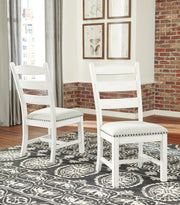 Valebeck - Dining UPH Side Chair (Set of 2) - Beige / White - R&R Furniture Gallery (Fountain Valley, CA)
