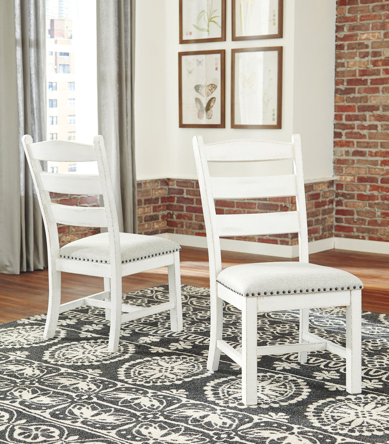 Valebeck - Dining UPH Side Chair (Set of 2) - Beige / White - R&R Furniture Gallery (Fountain Valley, CA)