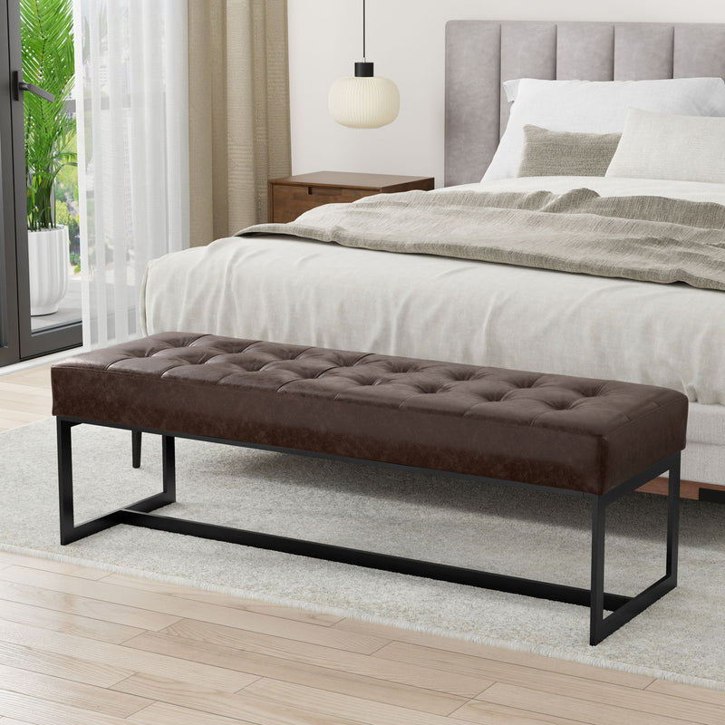Penelope - Ottoman Bench With Genuine Leather Upholstery - Brown - R&R Furniture Gallery (Fountain Valley, CA)